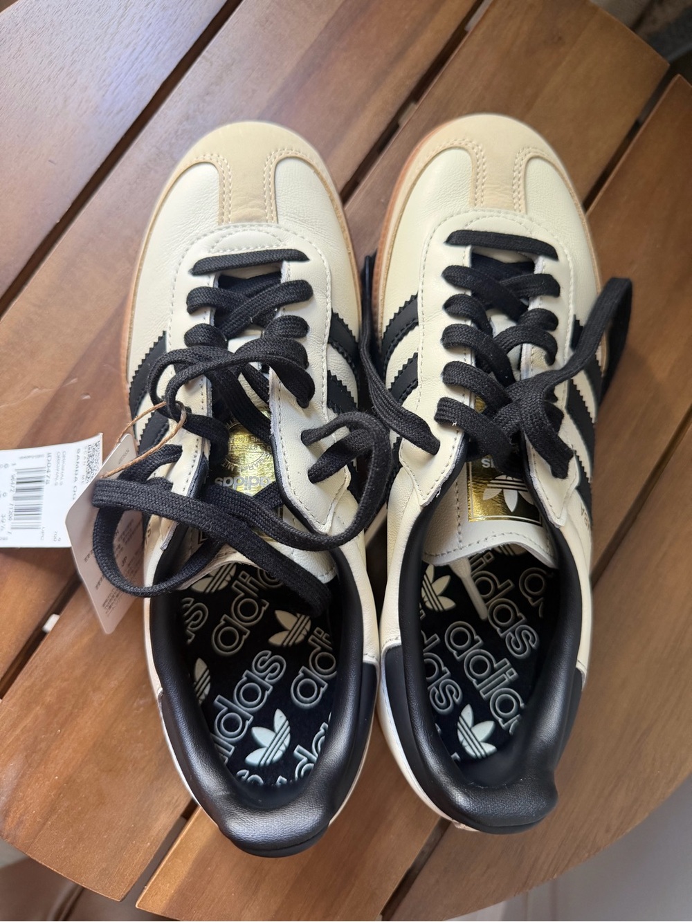 adidas Originals Samba OG Beige Cream Black Gum Sole Sneakers - Picture 2 of 6
